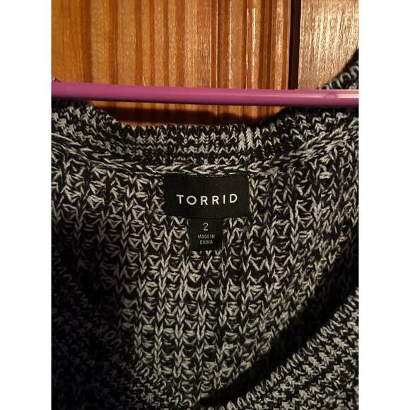 TORRID Sweater Womens Plus 2x Gray Black Tunic Oversized Marled Knit Long Sleeve - Picture 4 of 4